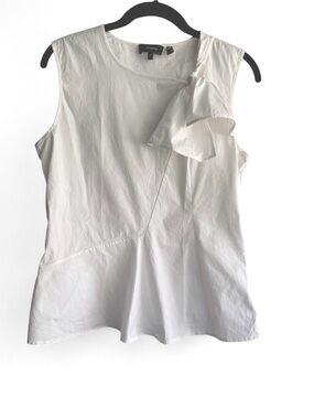 Theory Professional White Sleeveless Ruffle-BowTop M